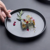 japanese style ceramic retro frosted flat pasta steak dessert sushi round plate dishes dinner plate home tableware set
