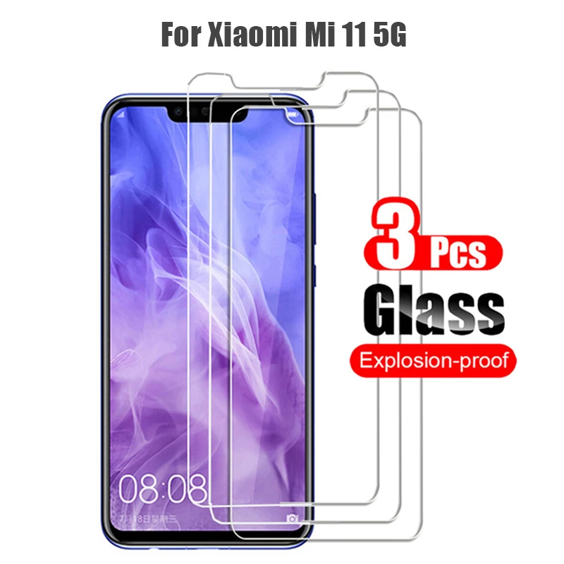 

3Pcs 9D Tempered Glass For Xiaomi Mi 11 Lite 5G Screen Protector HD Film