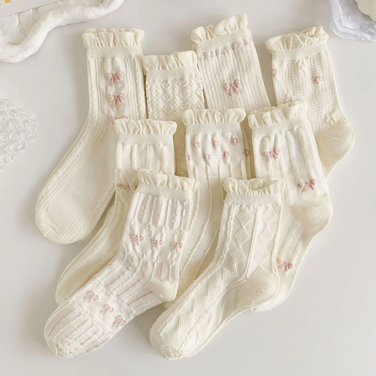 Милые японские Сладости для девочек кружевные оборки длинные тапочки чулки