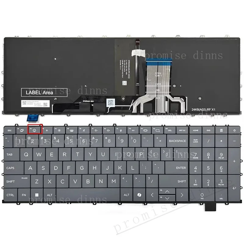 Фото Новая клавиатура для ноутбука HP OmniBook X 17.3 дюйма 17-dd, американская раскладка, с подсветкой №2