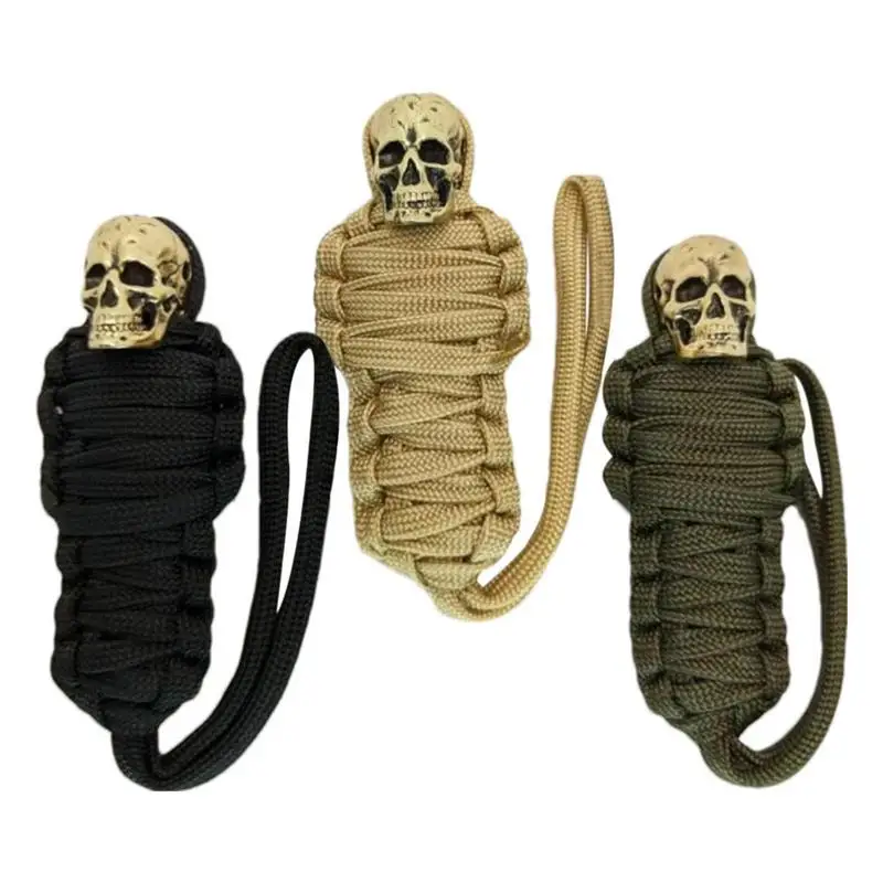 

Funny Scary Metal Keychain Mummy Skull Keychain Rope For Biker Bag Paracord Hangings Bag Toy Braided Keychain Pendant Car