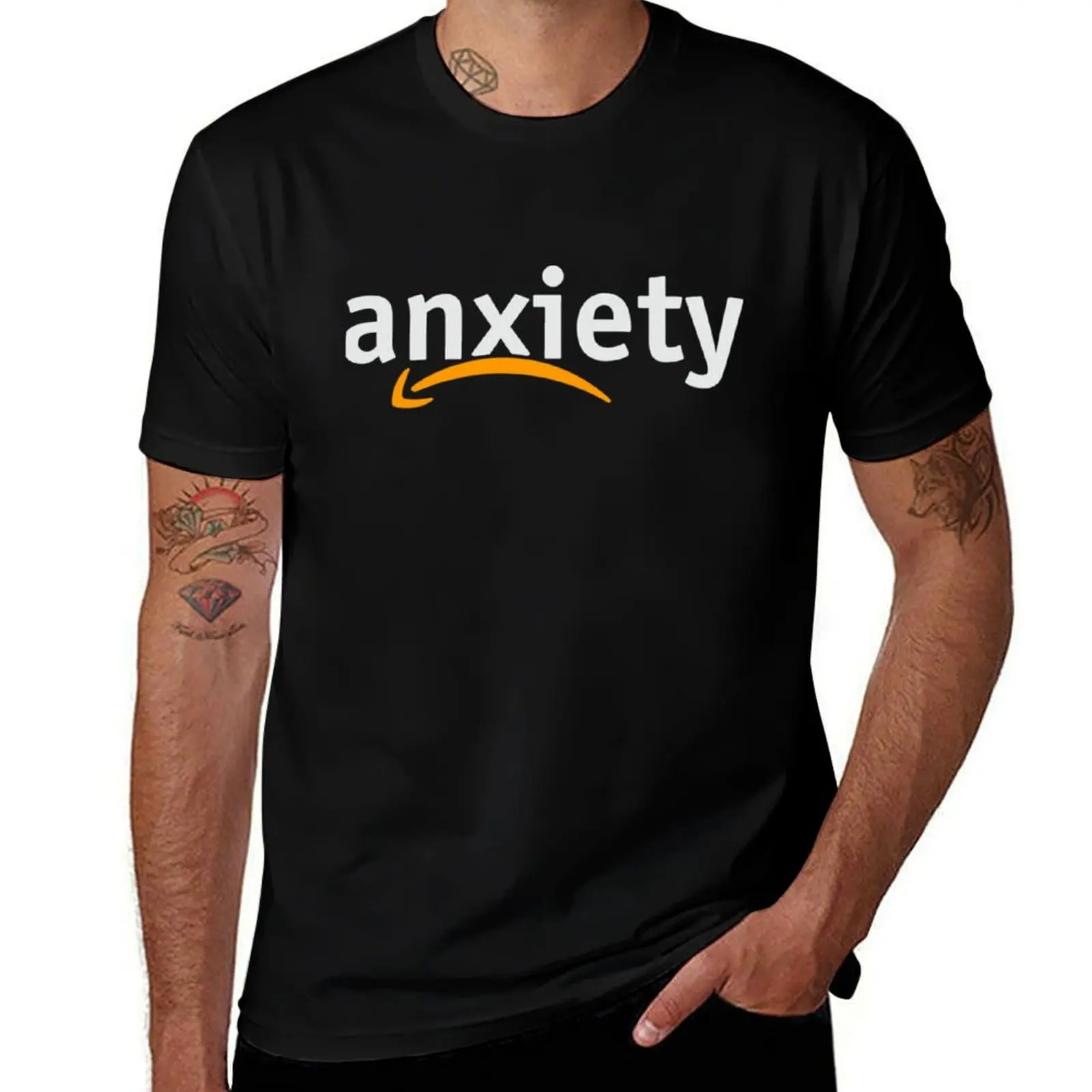 Футболка с логотипом Anxiety Amazon дешевые вещи винтажная рубашка аниме мужские