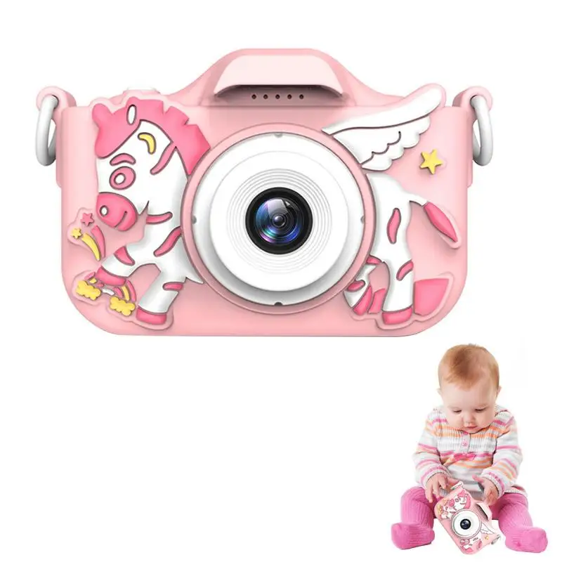 

Детская Аккумуляторная мини-камера с двумя объективами, компактная видеокамера для малышей, игрушки с ремешком для мальчиков и девочек