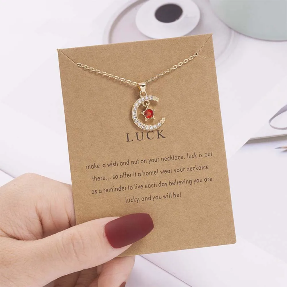 

Fashion Rhinestone Moon Star Pendant Necklace Luxury Birthstone Choker Birthday Gifts for Women Clavicle Chain Jewelry Ornament