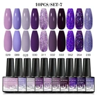 MEET ACROSS 1012Pcs набор гель-лаков для ногтей 8ml полуперманентный Цвет Гель-лак для маникюра Soak Off УФ гель-леск комплект лаков Nails