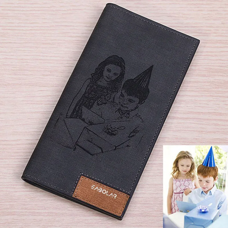 

Long Wallet Men Luxury Brand Personalized Custom Engraved Photo Text Wallets for Men Gift Father's Day Mother's Day Christmas