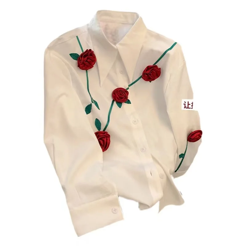 

Дизайнерская белая рубашка, женские весенние топы с длинным рукавом в новом стиле, женские топы из бутика, женская одежда, дешево, 2023