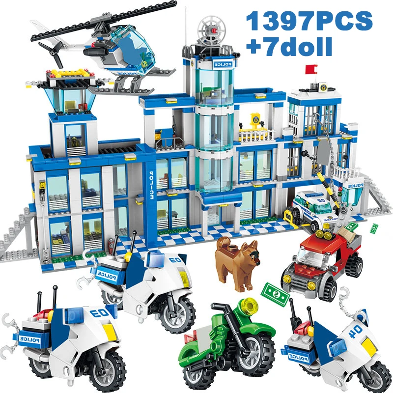 

City Police Station Coast Guard Building Blocks Helicopter Car SWAT Prison Figures Bricks Educational Toy Gift For Kid Boy Adult