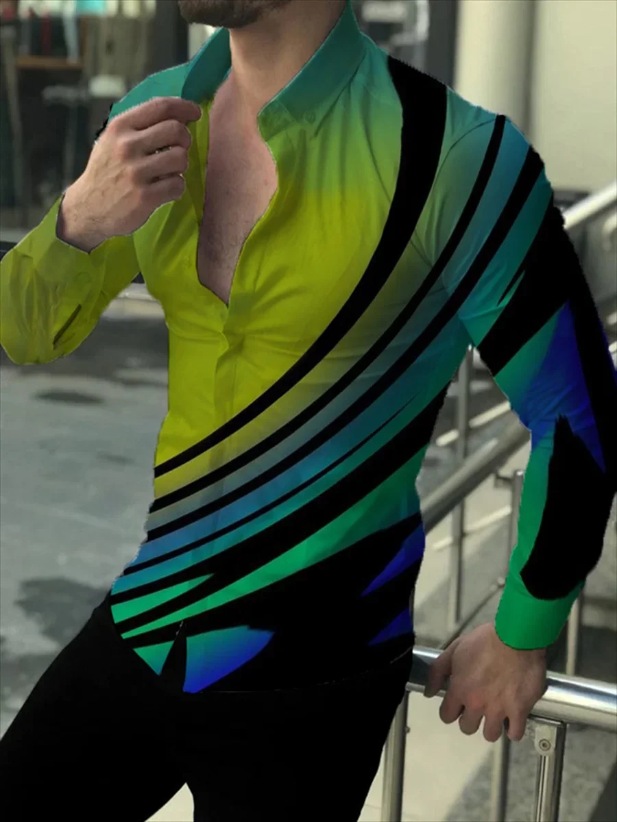 Мужская рубашка с длинным рукавом на пуговицах