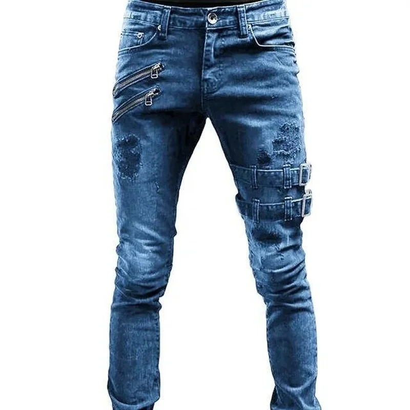 Spring Summer Boyfriend Jeans Streetwear Fashion Tight Jeans Straight Men's Mid Waist Men Designer Jeans for Men