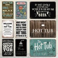 vintage hot tub metal plaque tin sign personality bathroom wall poster decor metal plate art stickers
