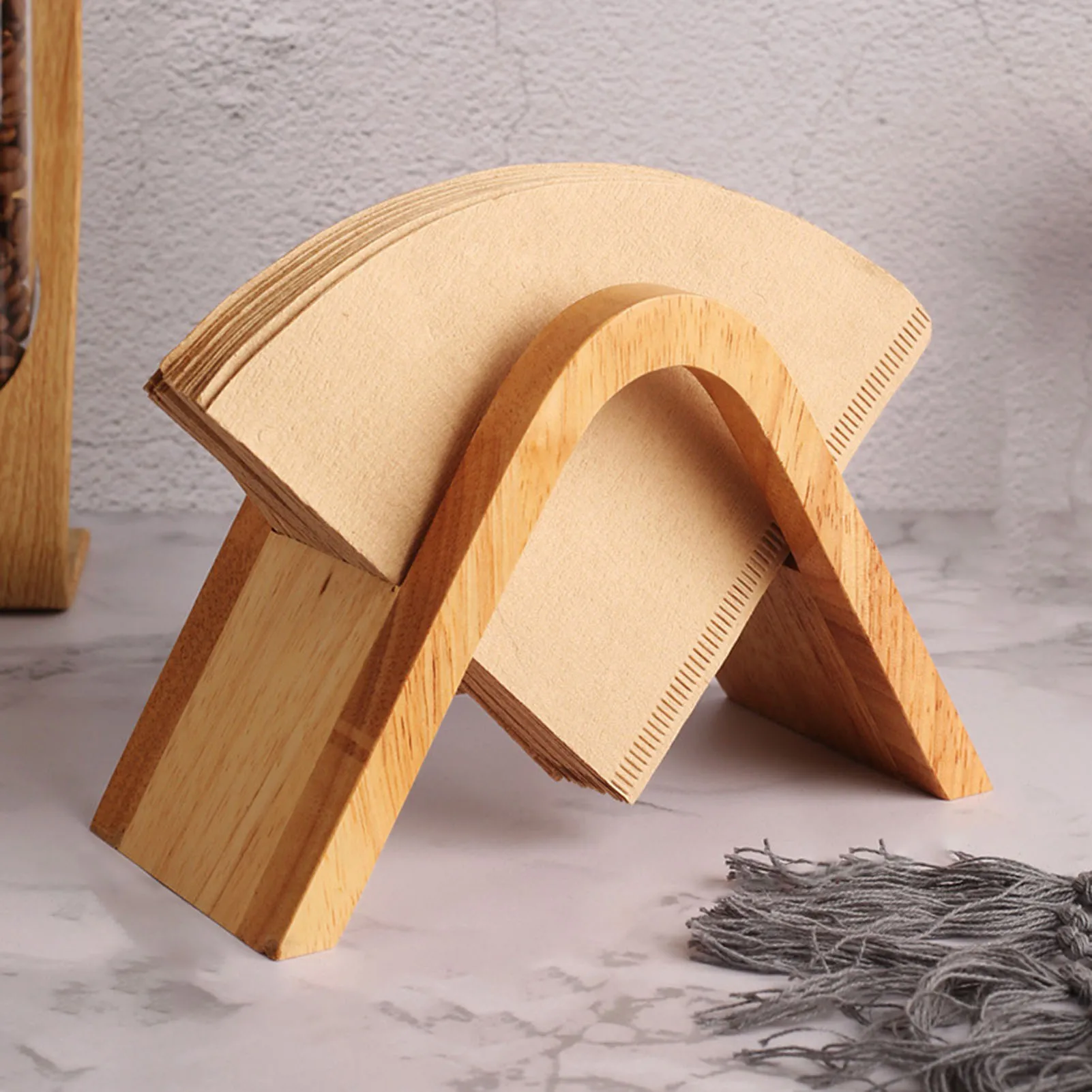 

Wooden V-shaped Hand Drip Coffee Filter Paper Cone Filter Paper Box Storage Rack Countertop Dispenser Stand