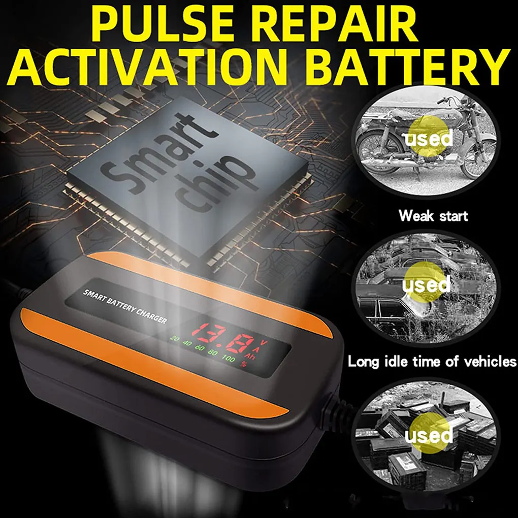 

Battery Charger Charging Device Fast 2A Fine Workmanship Stable Performance Long-lasting Motorcycle Replaced Part