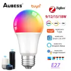 Светодиодная смарт-лампа Tuya Zigbee, 9121518 Вт, E27, 2700-6500 К