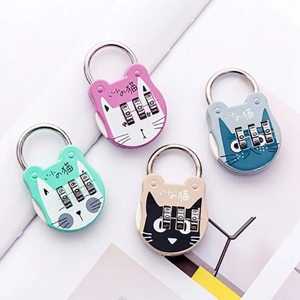 

1PC Cute Cartoon Cat Shape Luggage Padlock Suitcase Backpack Password Lock Journal Notebook Handbag Mini Code Locks