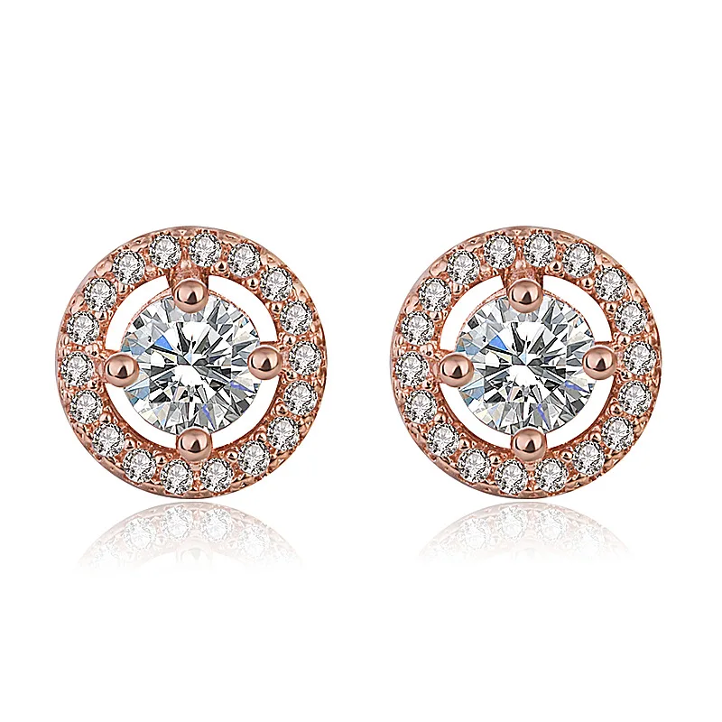 Delysia King   High-end jewellery full  zircon super flash earrings round full diamond earrings
