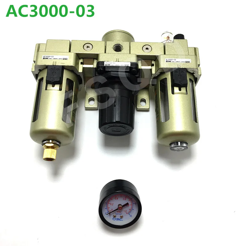 

SMC AC3000-03BDG AC3000-03, комбинированный регулятор давления воздуха AF3000 + AR3000 + AL3000, блок обработки источника, серия AC