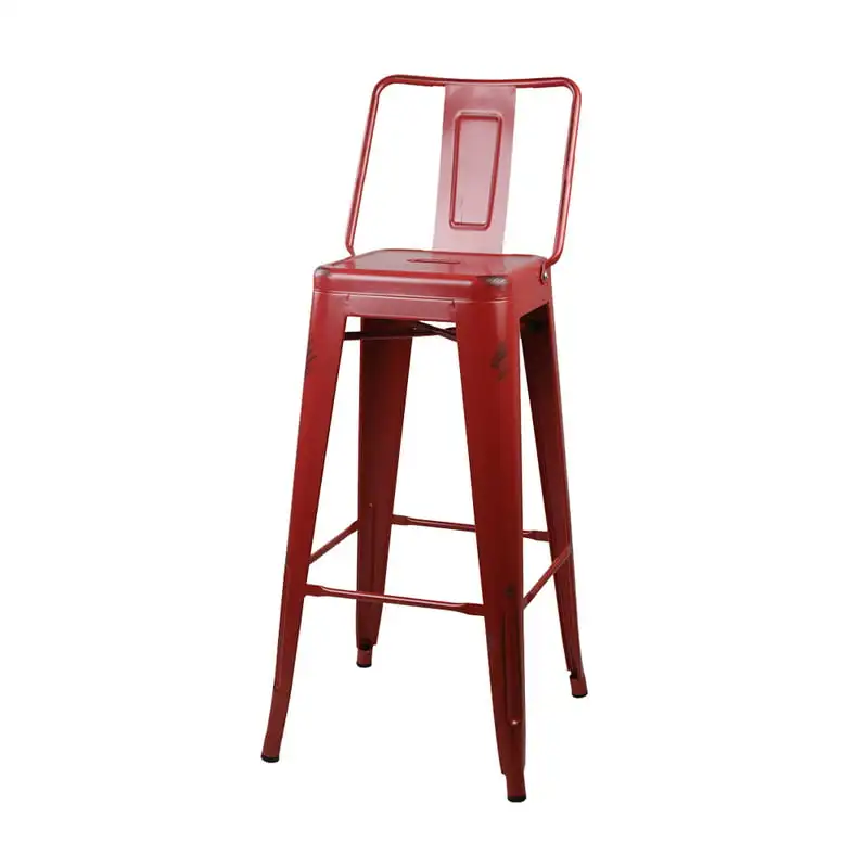 

Group 30 inch Height Middle Back Metal Stool, Salmon Red