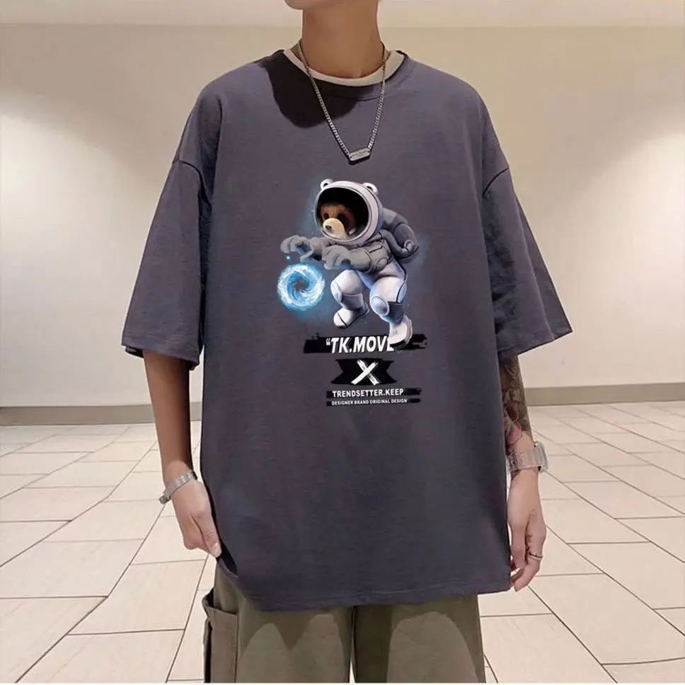 

2022 Summer Fashion Print T Shirts Men Short Sleeve Tee High Street Harajuku Cotton Tees Hip Hop Streetwear O-Neck Clothing