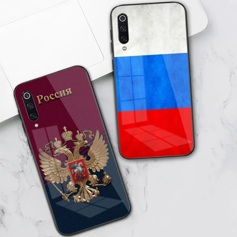 

Чехол для телефона с эмблемой российского флага для Xiaomi 13, 12, 11T, 10, 9 Lite, Redmi Note 11, 10, 10S Pro, 9, 9A, 8, стеклянный чехол из поликарбоната, чехол