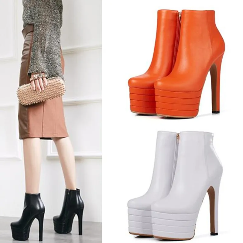

Женские ботинки на высокой платформе, с круглым носком и молнией на щиколотке, свадебные ботинки на шпильке, осень 2022