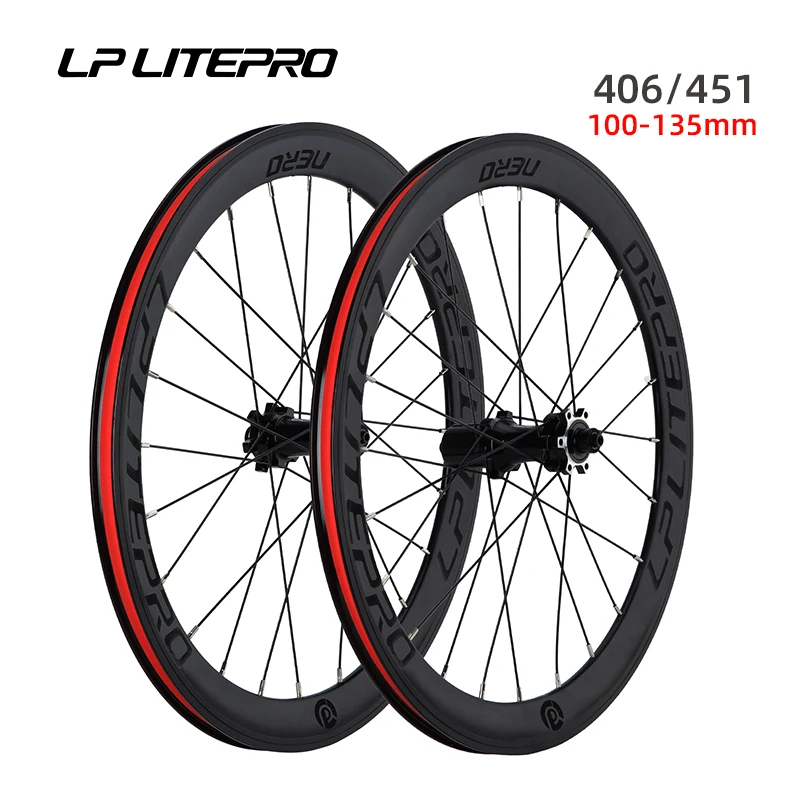 

LP Litepro For AERO Ultra Light Wheels 40MM Rim 406 451 Disc Brake Wheelset For Folding Bicycle 20 inch Wheel Set