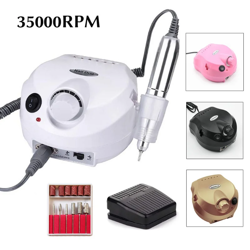 

35000RPM Electric Nail Drill Machine Polisher Tools Nail Art File Bits Manicure Kit 110V/220V Acrylic Nail Drill Pedicure Set