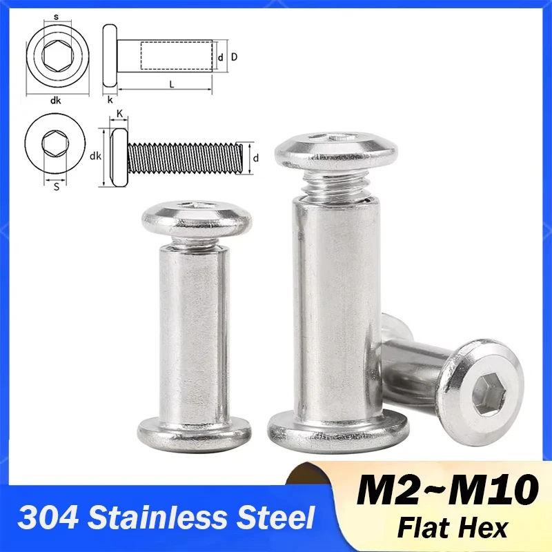 

1 ~ 10 компл. M2 M3 M4 M5 M6 M8 M10 Нержавеющая сталь Плоская шестигранная головка с шестигранной головкой Мебельная заклепка Соединительная вставка Соединительная втулка Крышка Гайка