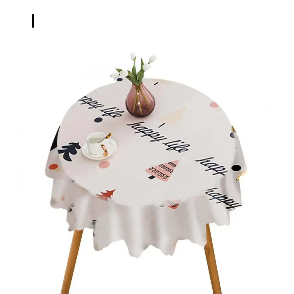 

Portable Useful Xmas Themed Print Dining Table Cloth Simple Christmas Tablecloth Waterproof for Dining Room