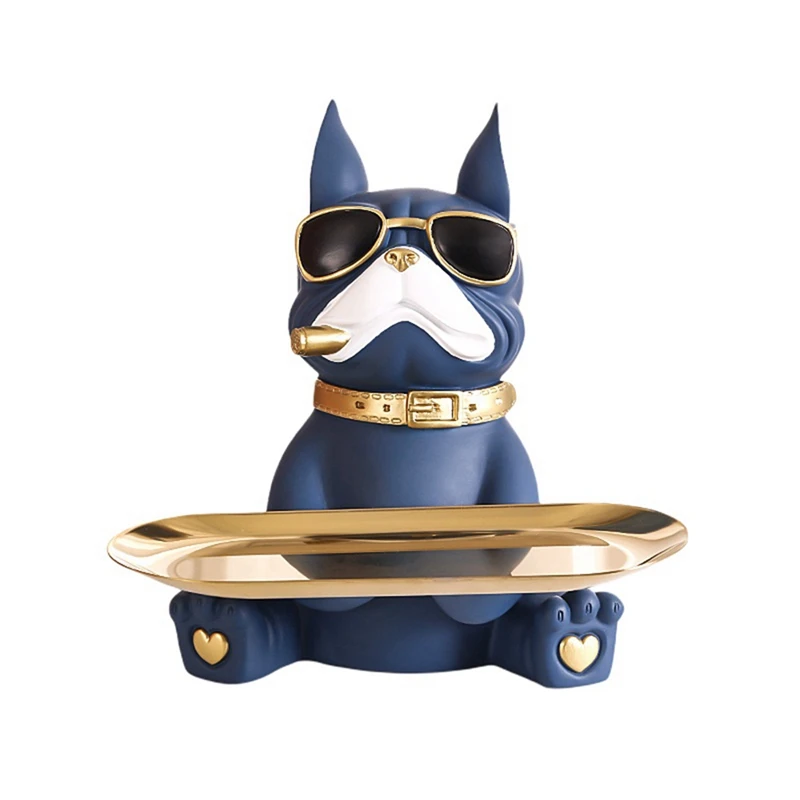 

Cool Bulldog Figurines Resin Animal Sculpture Ornaments Storage Room Decor Modern Multifunction Statue For Home Decor