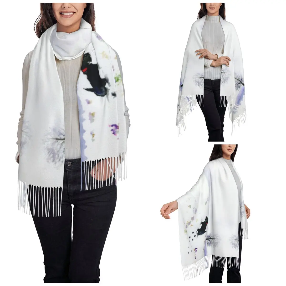 Шаль для дождя Скотти собак шаль подруг женские теплые длинные мягкие шарфы