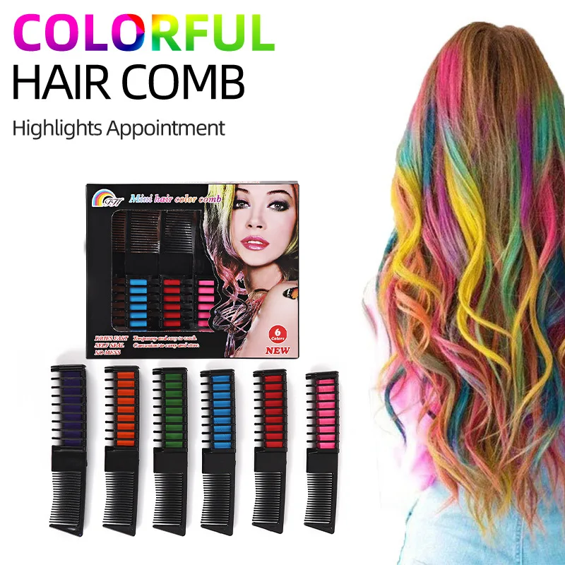 

Набор цветных гребней для окрашивания волос-неповреждающий одноразовый мини-инструмент для укладки, 6 цветов