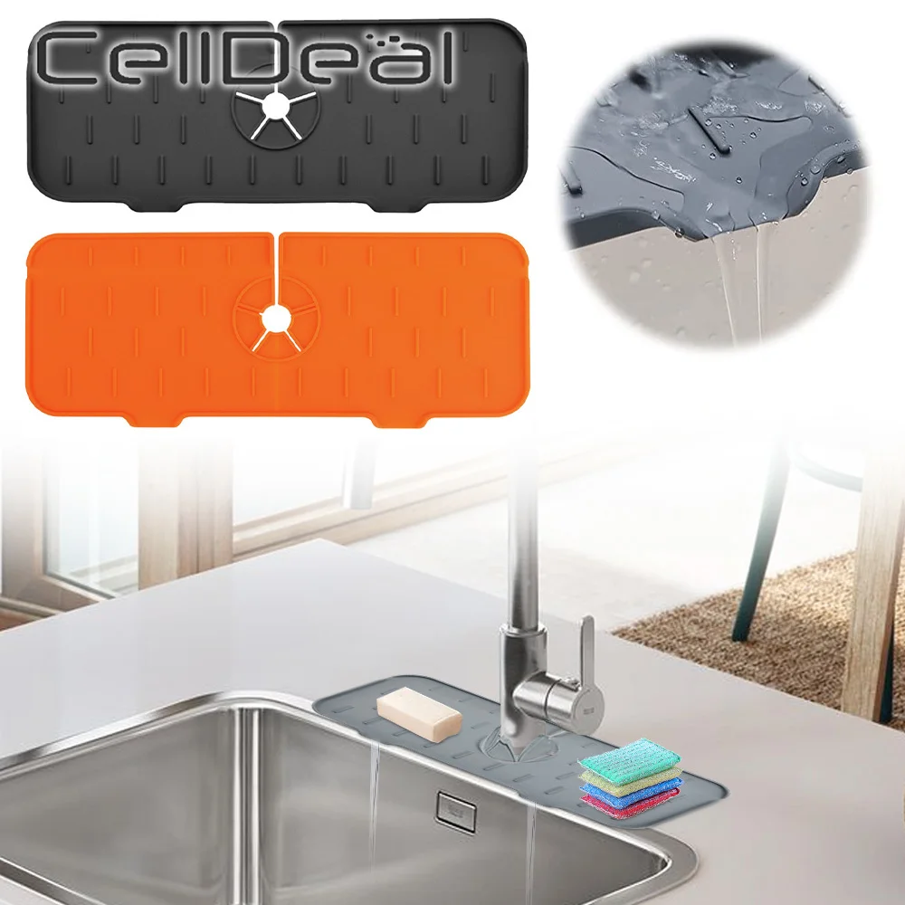 

Водонепроницаемый Впитывающий Коврик для кухонного смесителя, силиконовый коврик для слива крана, защита от брызг, силикагелевая подушка, ...