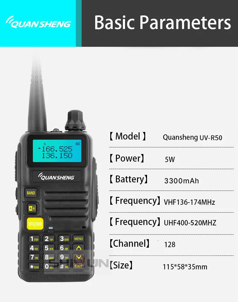 Quansheng Ham Radio UV-R50-2 Upgrade Mobile Walkie Talkie Vhf Uhf Dual Band Comunicador Transceiver UV-R50-1 UV R50 Series Uv-5r