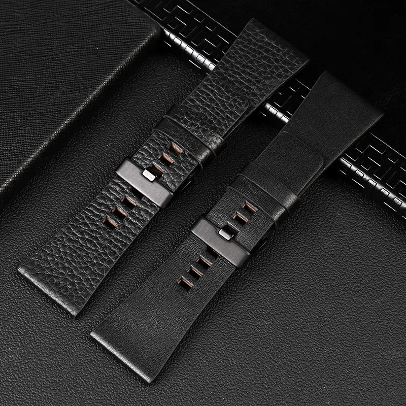 Фото Genuine Leather Watchband for Diesel Watch Belt DZ7257 1657 4323 7314 7313 7371 Leather watch chain black 22 24 26 28 30 32mm №4