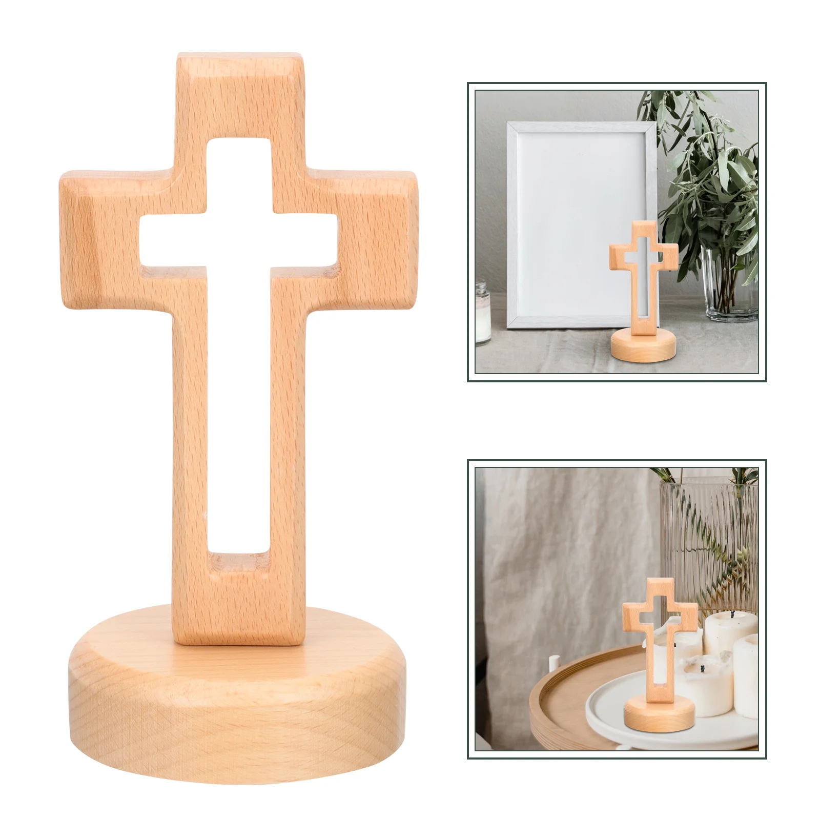 

Cross Wood Crucifix Wooden Standing Decor Religious Baby Jesus Gifts Rainbow Wall Christian Crosses Table Ornament Catholic Holy
