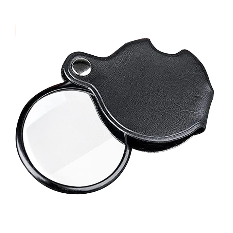 

Handheld 8X Mini Pocket Magnifier with Leather Case Foldable Magnifying Glass Reading Monocle for Seniors Children Reading