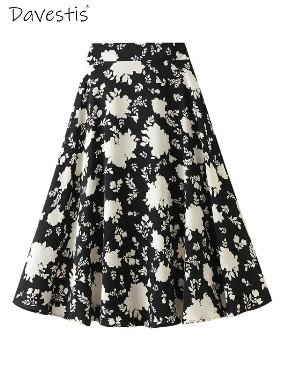 

Юбка-миди Женская трапециевидная с цветочным принтом, на весну-лето