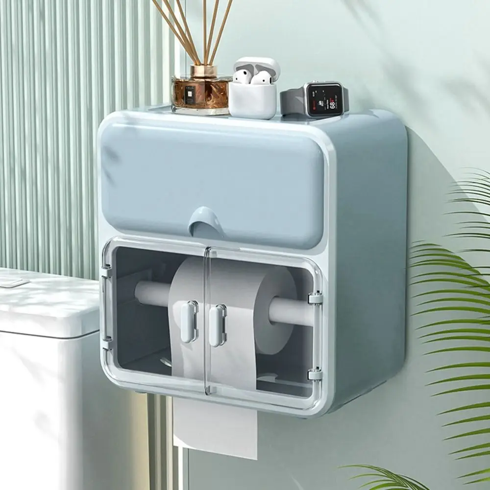 

Plastic Double Layer Bathroom Toilet Paper Holder With Drawer Waterproof Tissue Wall-mounted Box Bathroom Accessories