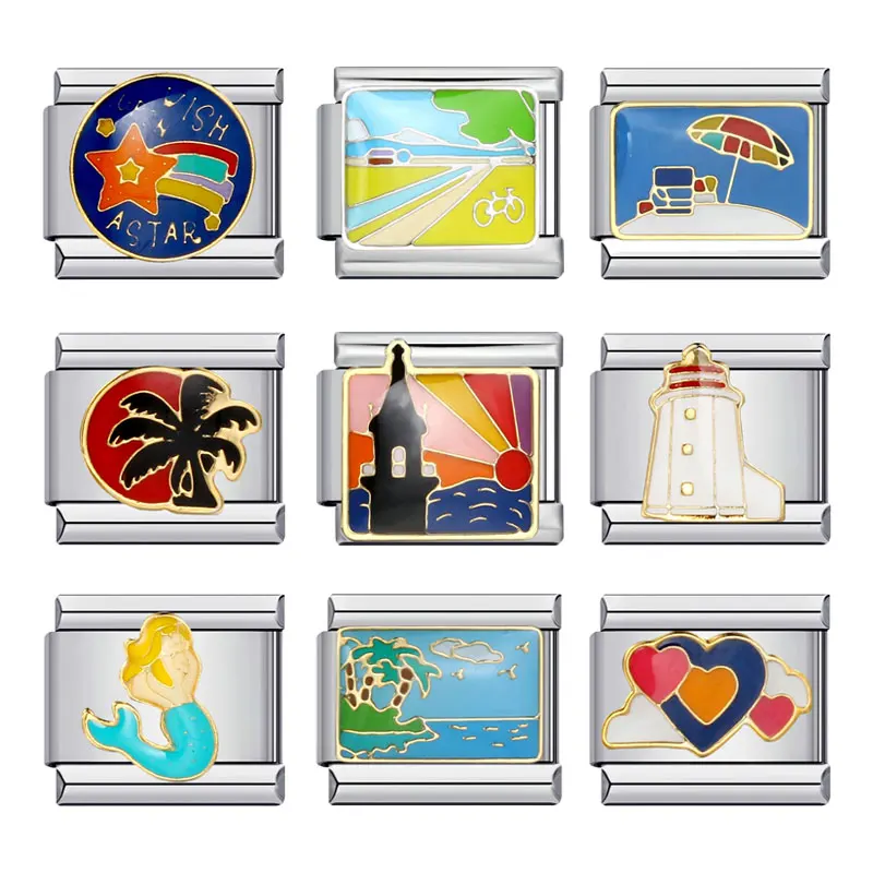 Итальянский браслет из нержавеющей стали модуль 9 мм сращивание свежих и сладких