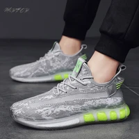 mens running sneakers fashion casual easy matching mixed colors knitting mesh breathable air cushion popcorn sole coconut shoes
