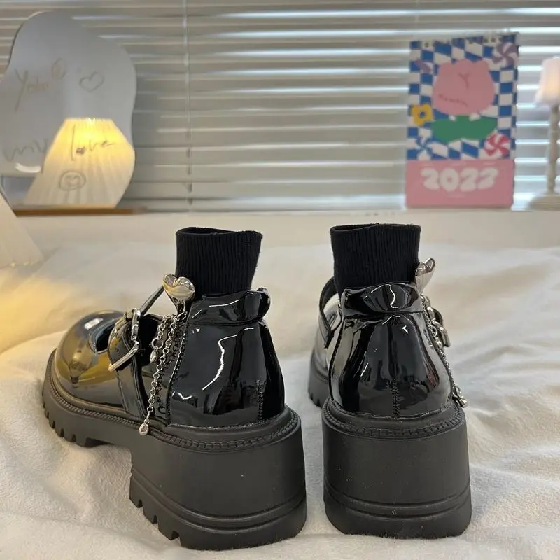 Туфли Мэри Джейн японские кожаные туфли женские весенне-летние на толстой