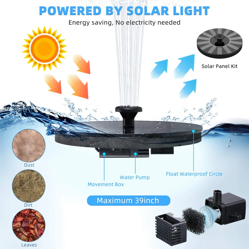 Solar Fountain Floating Mini Water Garden Waterfall Pool Outdoor Decor Pump |