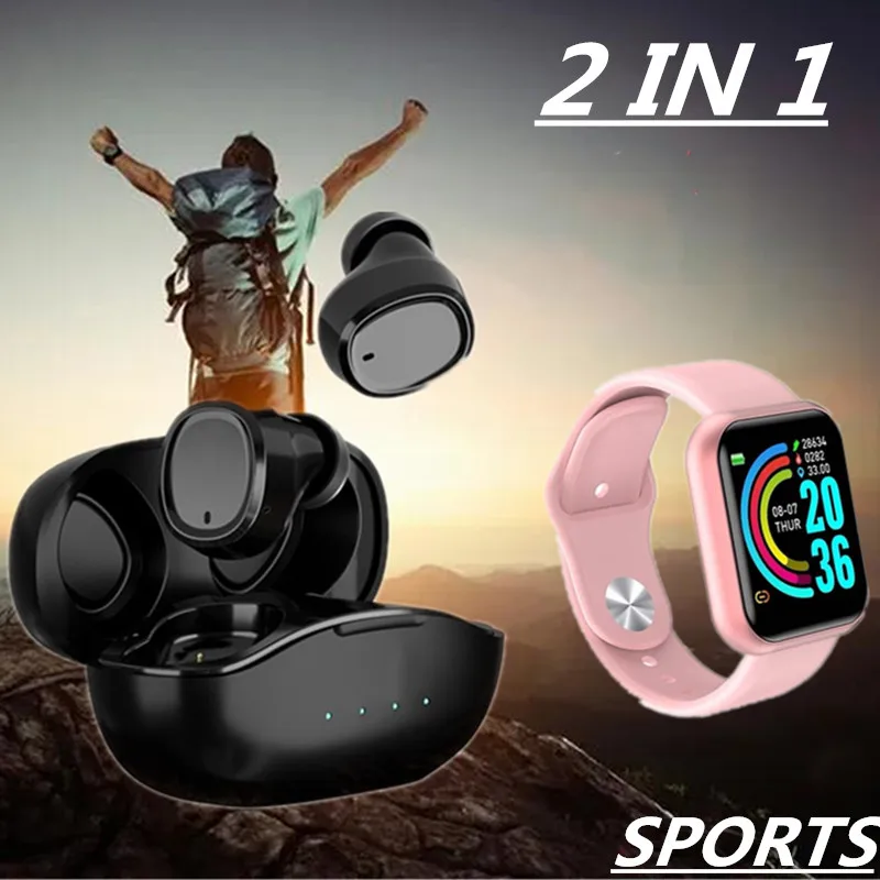 Беспроводные наушники 2 в 1 TWS Bluetooth с умными часами спортивный фитнес-браслет
