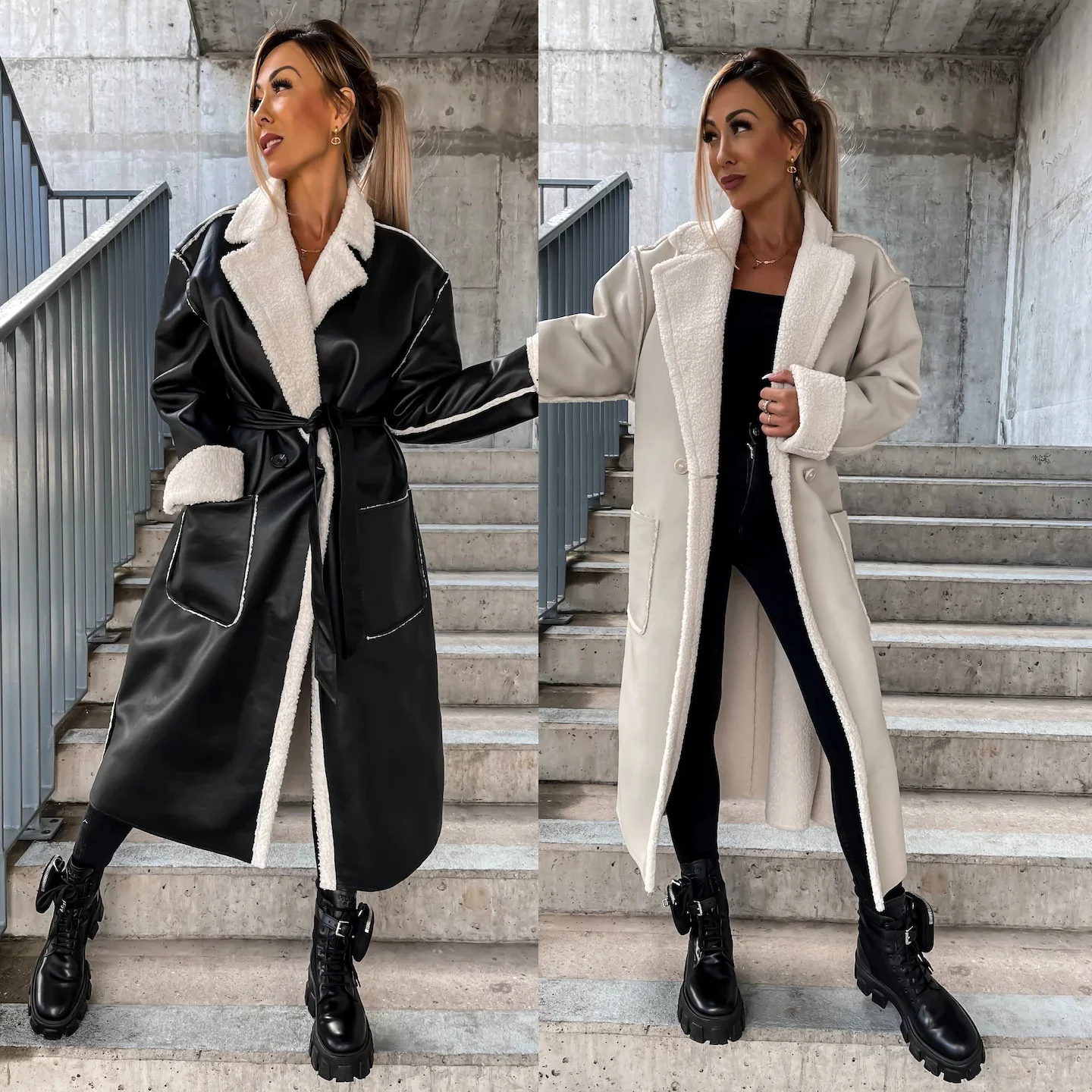 Autumn and winter 2022 new casual leather thickened trench INS loose fashion coat designer poncho women luxury