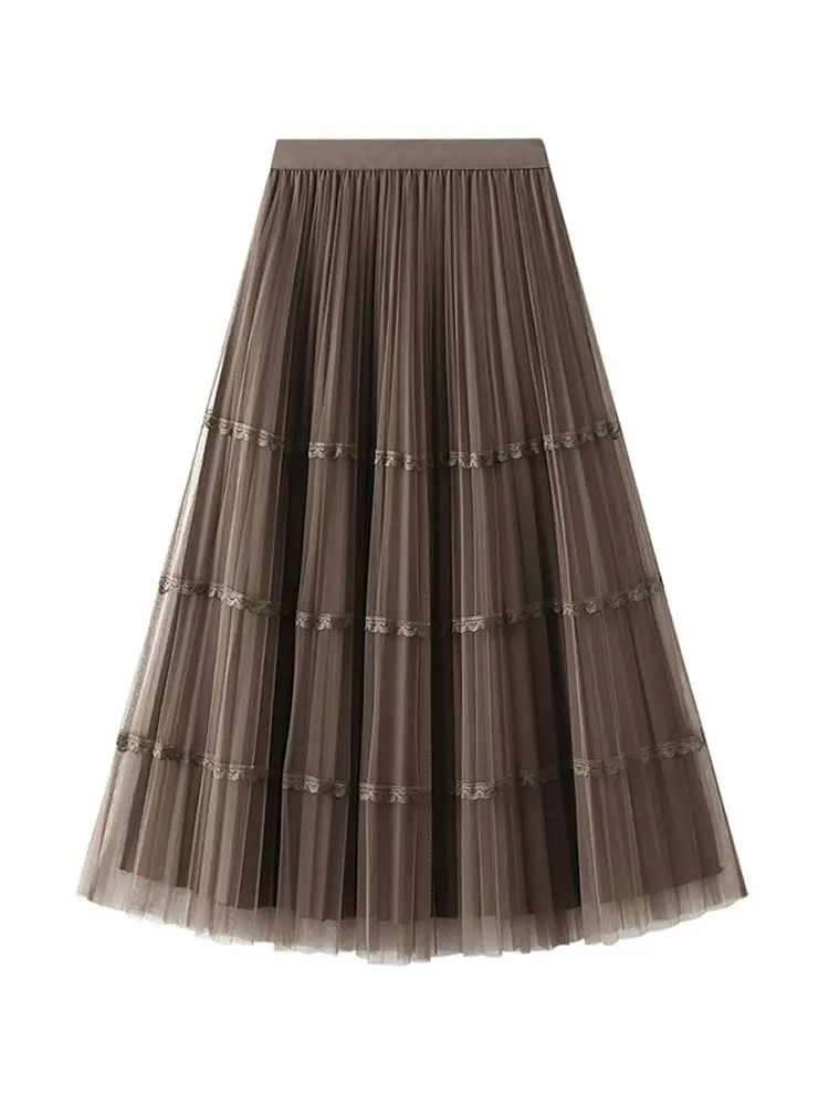 

Асимметричная шифоновая плиссированная юбка средней длины с высокой талией