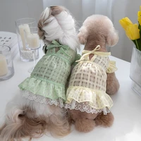 spring and summer new pet clothes chiffon flying sleeves korean a line skirt teddy bichon dog cat dress