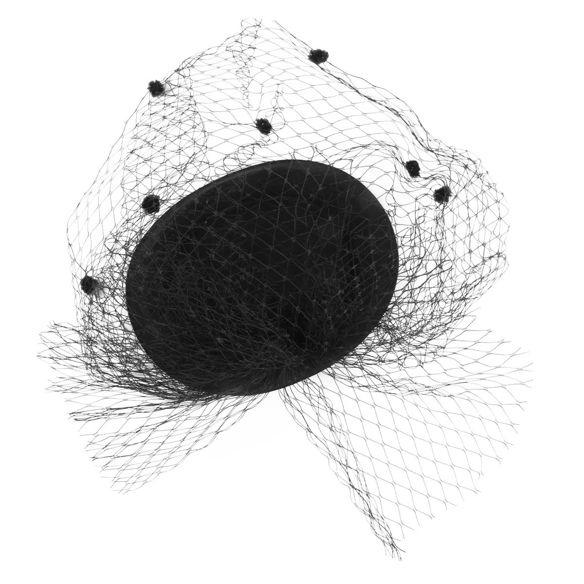 

Womens Fascinators Hats Black Woolen Hat 20s 50s Hat Topper Mesh Fishnet Veil Small Hair Clips Hair Accessory