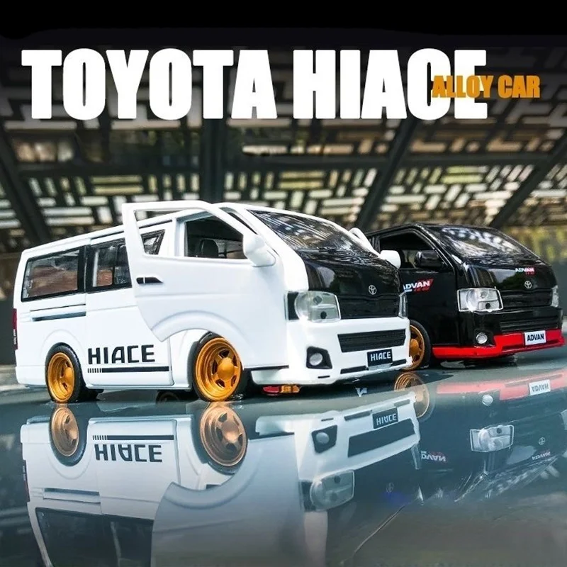 

1:32 Toyota Hiace Alloy Model MPV Vehicle Pull Back Car Sound Light Metal Simulation Toys Vehicle Gifts Collection