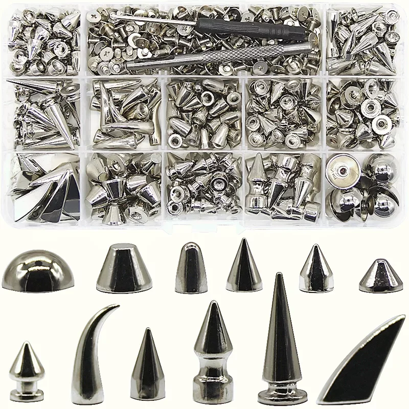 

270 Sets Punk Rivets Buckles + Installation Tools Bags Shoes Jackets Accessories DIY Buttons Pet Collar Anti-bite Nails
